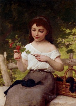 A Sprig Of Flowers Academic realism girl Emile Munier Oil Paintings